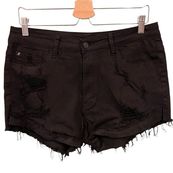 Kancan Black Raw Hem Distressed Shorts in Size W13 30 - Picture 1 of 8